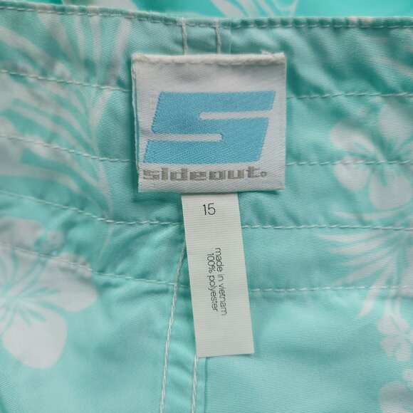 Sideout Floral Womens Swim Shorts Juniors 15 Aqua Blue Pocket New - Picture 4 of 5